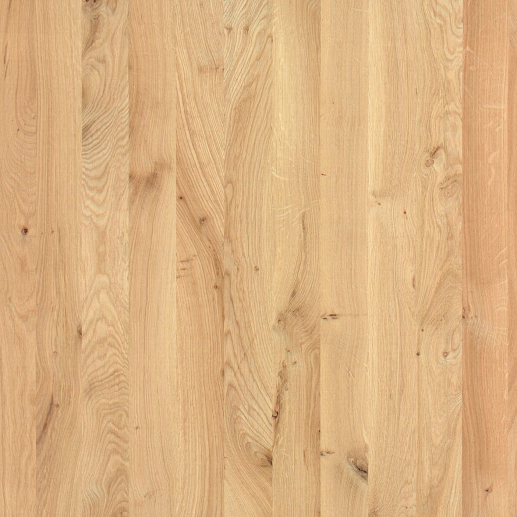1-Schicht-Massivholzplatten Eiche astig gekittet à la Carte auf Mass gefertigt, durchg. Lamellen