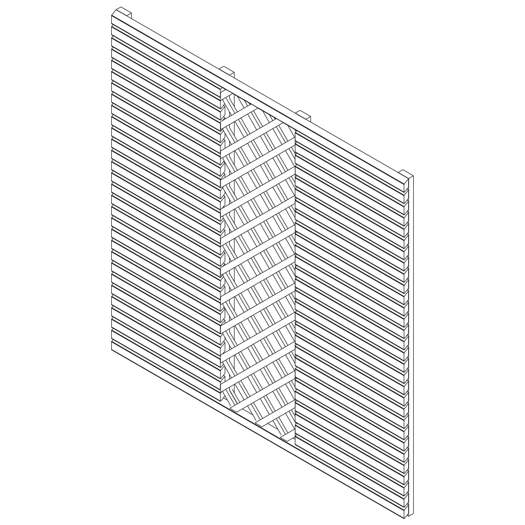 Sichtschutzelemente RHOMBUS Lärche sibirisch | 1800 x 1800 mm | mittig mit Spaliergitter
