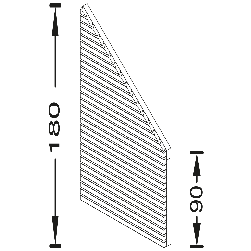 Sichtschutzelemente RHOMBUS Lärche sibirisch  | 1800 x 1800-900 mm schräg